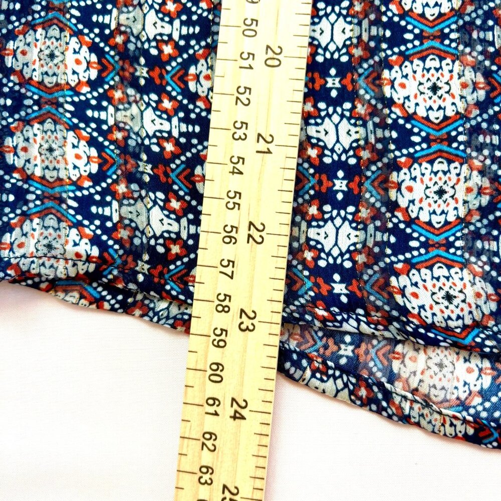 Maison d'Amelie High Collar‎ Long Sleeve Blouse - Royal/Orange/White - Size S - Picture 8 of 12